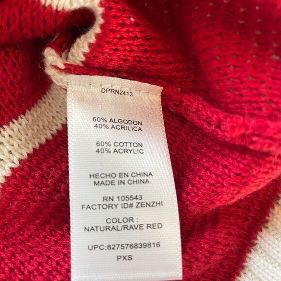 DAISY FUENTES PETITES Red/Cream Sweater Size PXS NWT - Picture 4 of 7